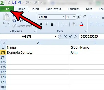 abrir el menú del archivo de Excel