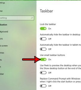 how to make taskbar buttons smaller in windows 10