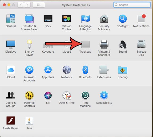 macbook air trackpad settings