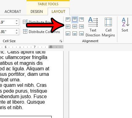 how to center text in a table in word