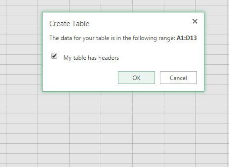 crear una tabla en Excel online