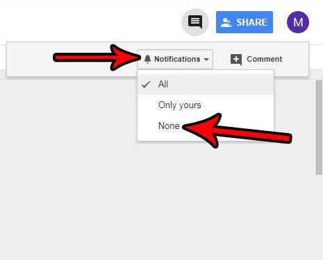 how to turn off google drive document comment notifications