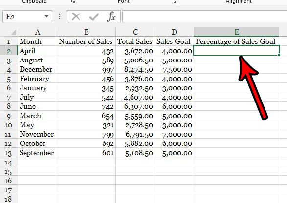 select the cell for the percentage formula
