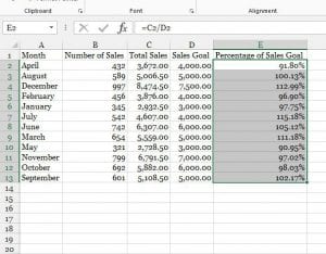 how to calculate percentage in excel 2013