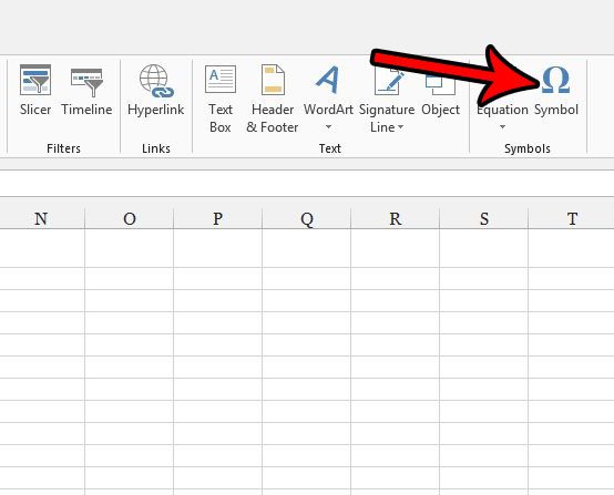 click the symbol button in excel 2013