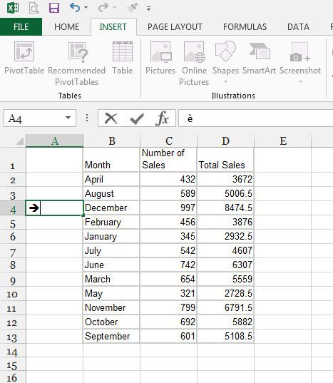 cómo insertar una flecha en Excel 2013