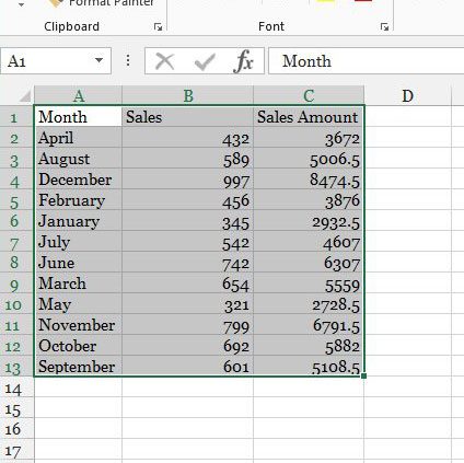 select data range with column names
