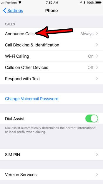 how to stop iphone from speaking name of caller