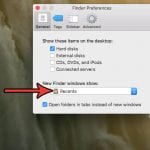 click the dropdown menu for new finder window