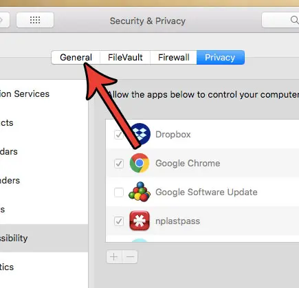 general security settings mac