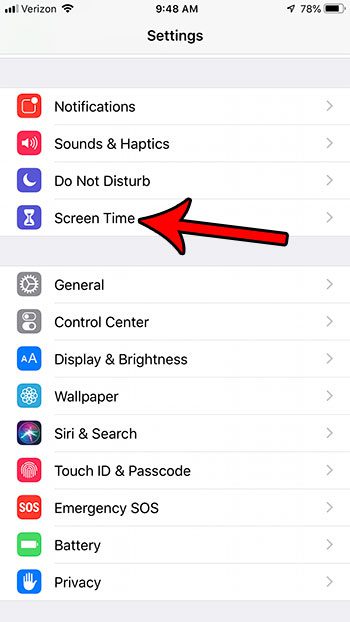 open iphone screen time menu
