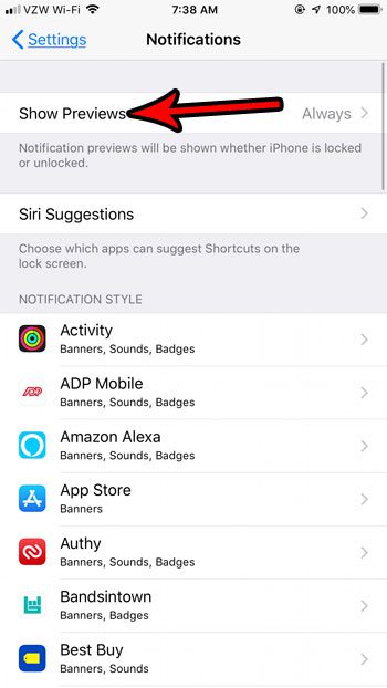iphone global notification preview settings