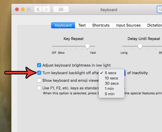 turn off keyboard backlight on macbook