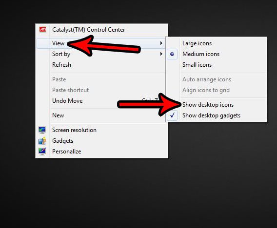 how to restore windows 7 desktop icons to view
