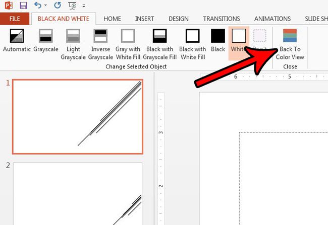 how to return to color view in powerpoint 2013