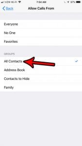 iphone how to only allow calls from contacts