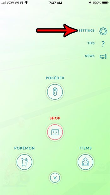open pokemon go settings menu