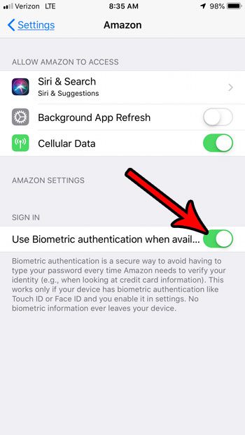 how to use your fingerprint or touch id in amazon iphone app