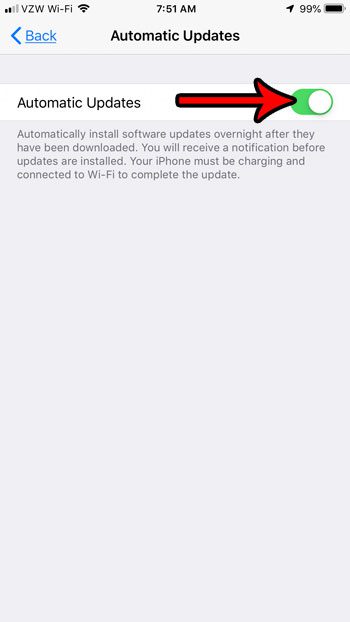 enable or disable automatic ios updates on iphone