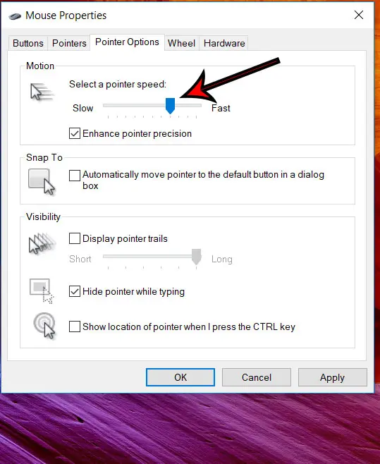 how to change mouse pointer speed in windows 10