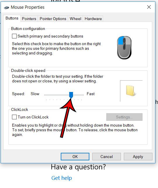 windows 10 changemouse double click speed