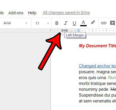 click and drag to change margins in google docs