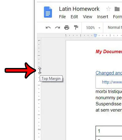 how to make the header smaller in google docs