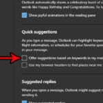 how to turn off quick suggestions in outlook.com