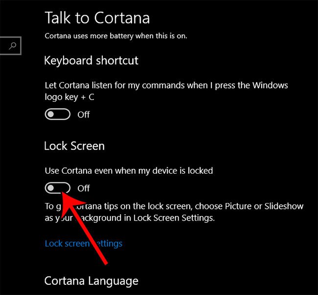 how to disable cortana on the windows 10 lock screen
