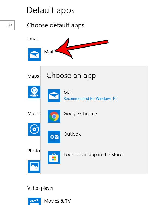 Windows 10 How to change the default mail app