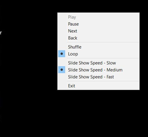 windows 10 slideshow controls