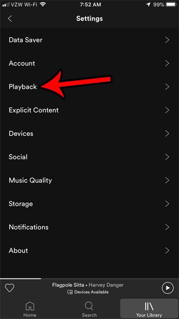 change iphone spotify playback settings