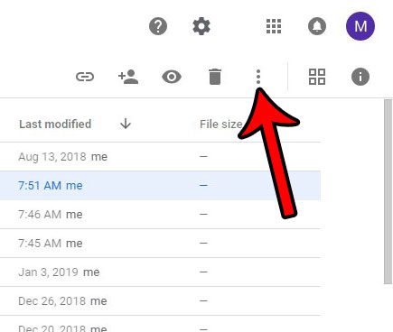 open the google drive more actions menu