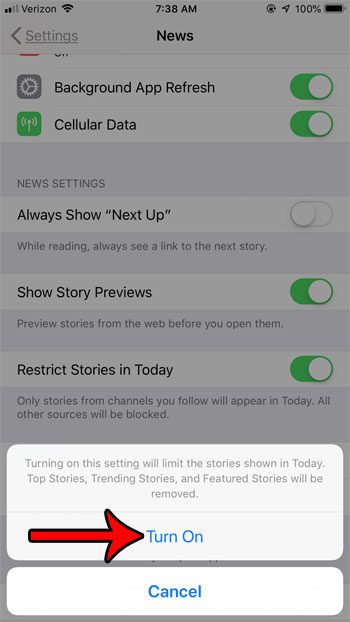 only show stories from followed channels in today on iphone news