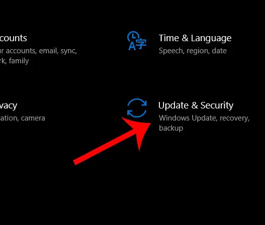 windows 10 update and security menu