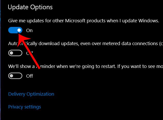 update other microsoft products alongside windows 10