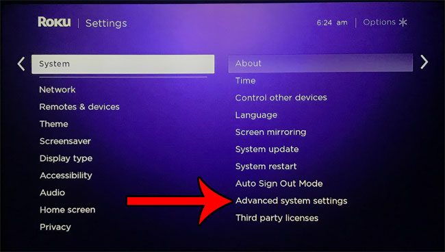 select the advanced system settings option
