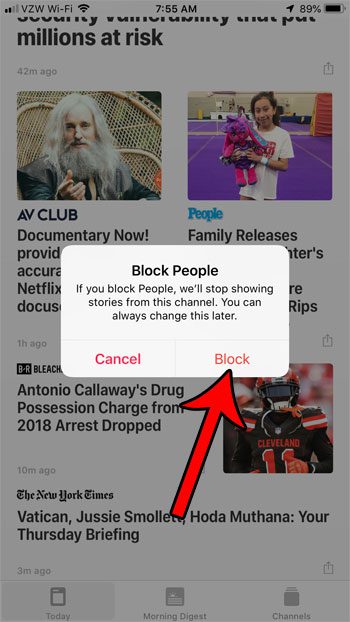 how block source from appearing in today on apple news