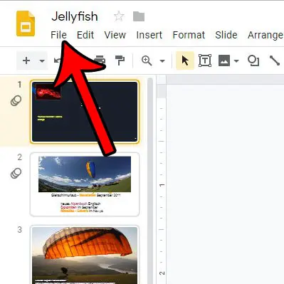 google slides file menu