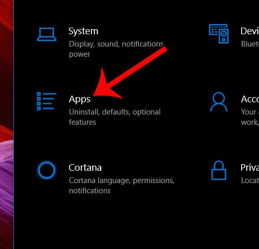 choose apps from the settings menu