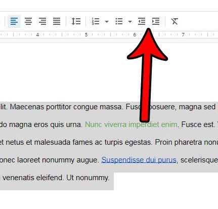 how to indent an entire document in google docs