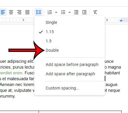 easy way to double space in google docs