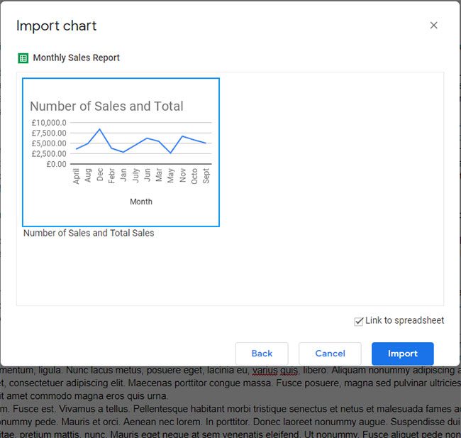 select the chart, then click import