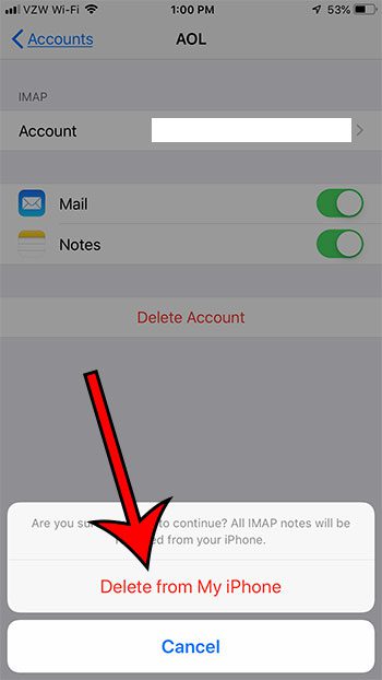 how to remove email account from iphone 6
