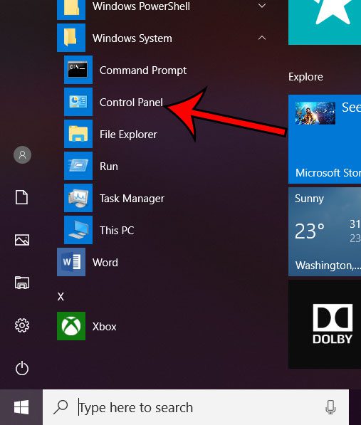 how to open the control panel in windows 10