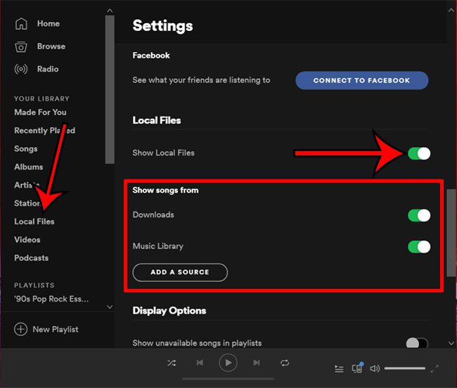 how to show local files in spotify on desktop