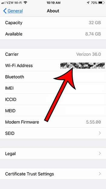 how to find your MAC address on iPhone