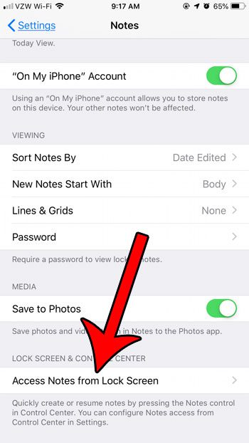 access notes from lock screen on iphone