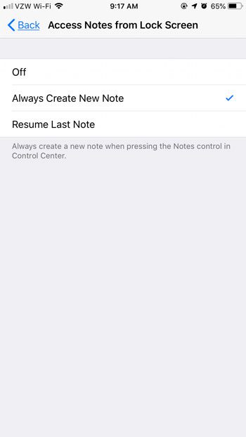 how to quickly make a new note on iphone