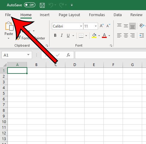 abre el menú del archivo de Excel